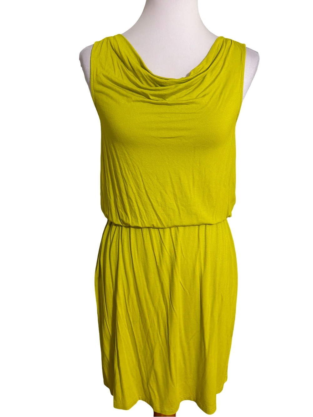 LOFT Chartreuse Cowl Neck Sleeveless Mini Dress